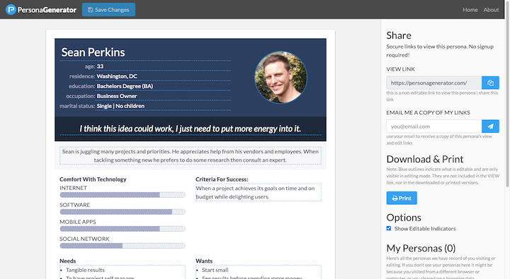 Ui Vs UX Persona Generator Template